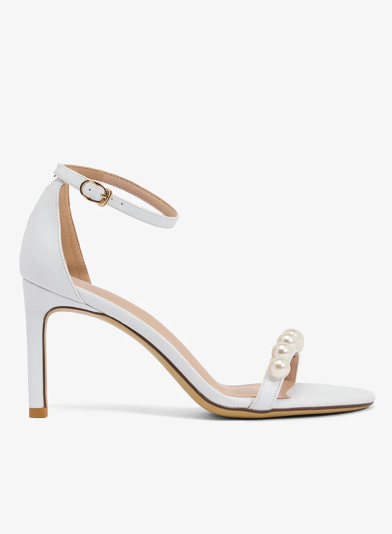 Pearl Detail Embellished High Heel With Strap